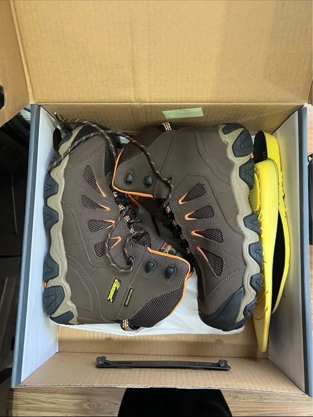 Thorogood Crosstrex Brown Hiking Work Boot with Orange Accents